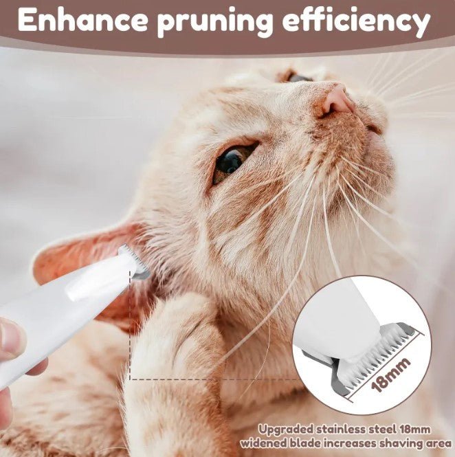 White LED pet paw trimmer used on a cat paw with an 18 millimeter stainless steel blade